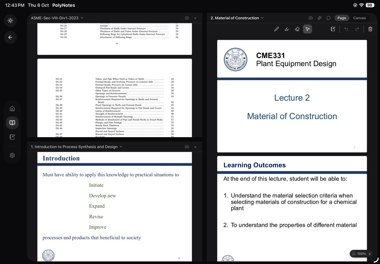 A lecture slide open for annotation in PolyNotes on iPad